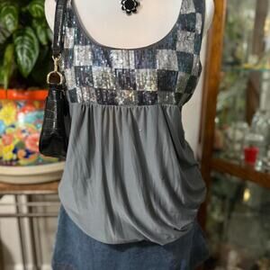 Y2k vanity gray sequin babydoll